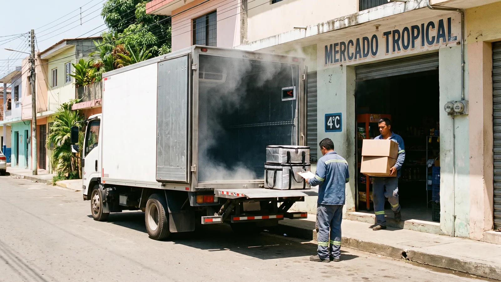 Entrega refrigerada de helados y control de la cadena de frío.