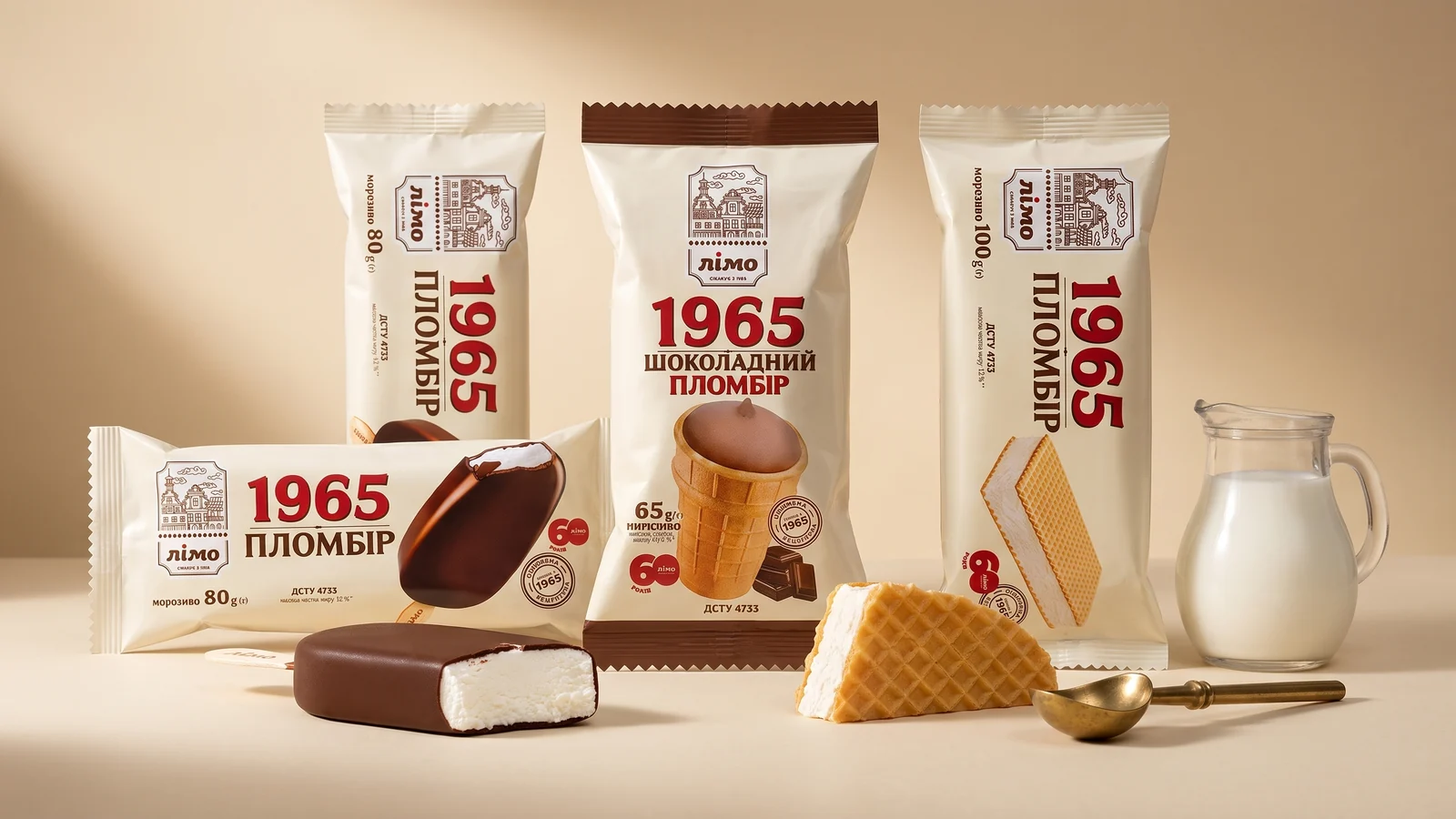 Helados Gelimo de la línea 1965 con textura cremosa y receta tradicional.