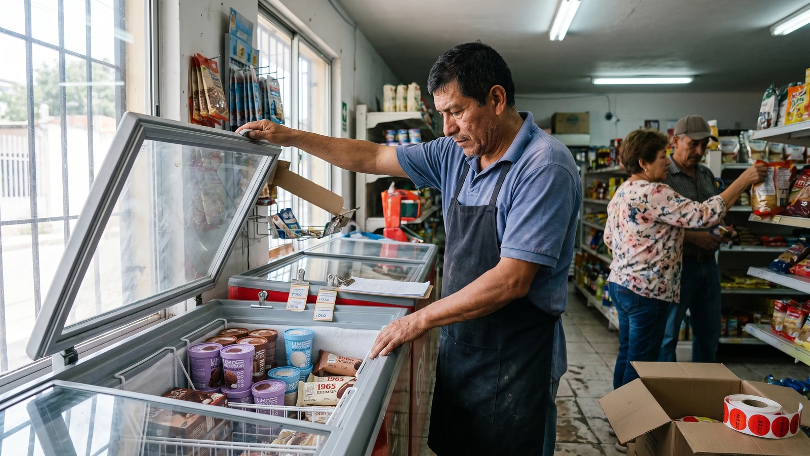 Categoría de helados en un punto de venta minorista.