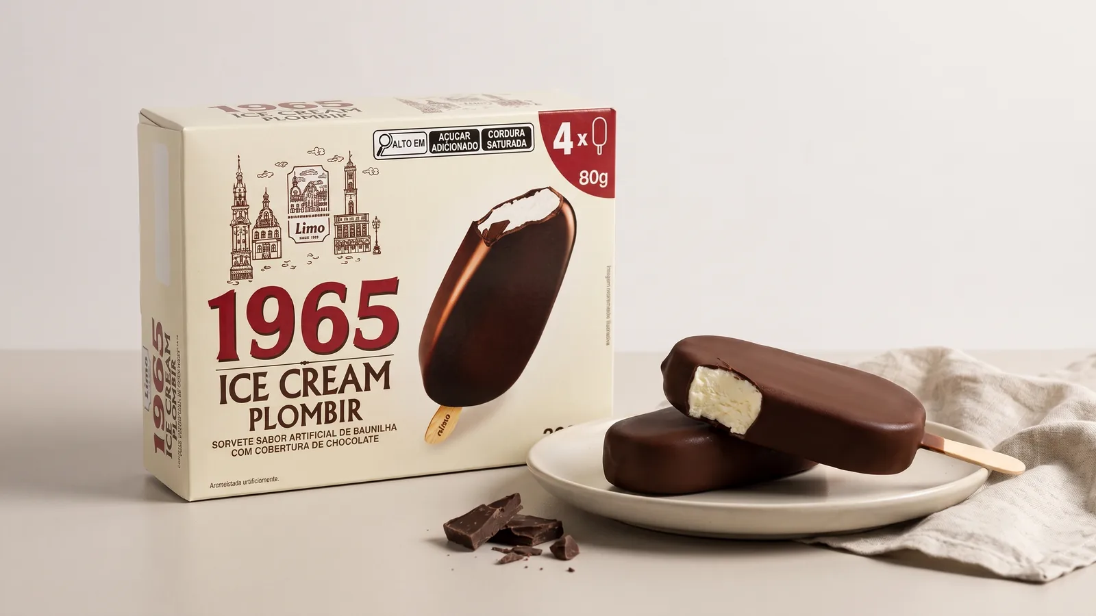 Multipack 1965 Plombir con cobertura de chocolate para el postre en familia