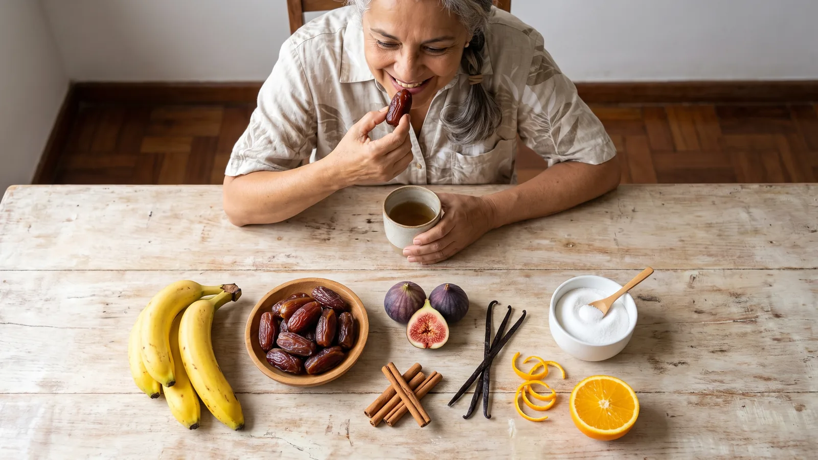 Ingredientes naturales utilizados para endulzar postres sin azúcar refinada