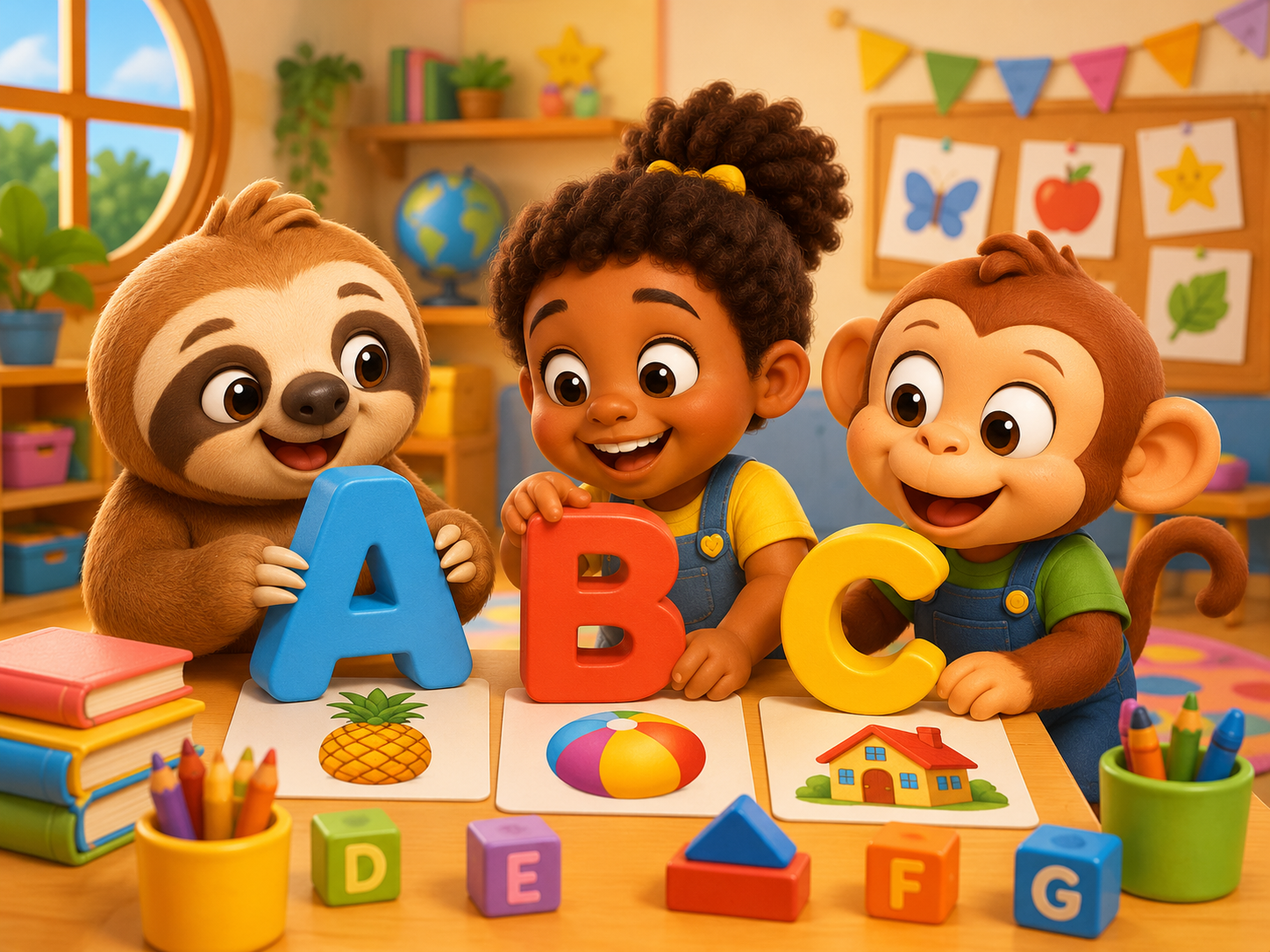 Aprender las letras del alfabeto jugando con imágenes educativas y abecedario para niños.