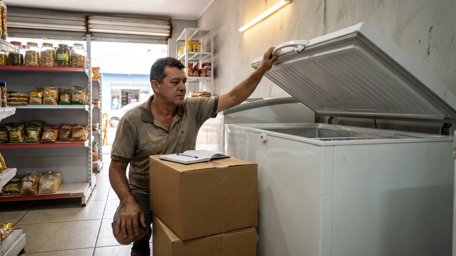 Planejamento do pedido mínimo de sorvetes de acordo com o tamanho do negócio.