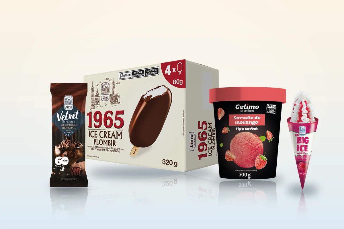 Portfólio Gelimo de sorvetes premium europeus para negócios no Brasil