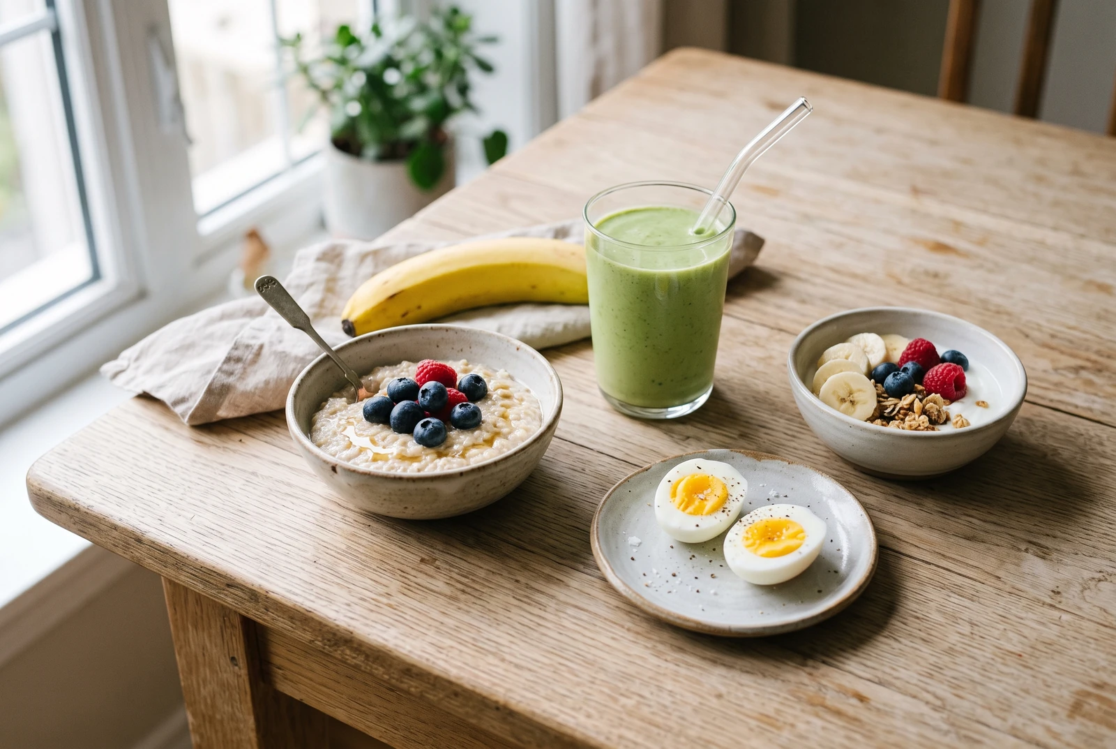 Lanches para antes e depois do treino: banana, aveia, vitamina, ovos e iogurte natural
