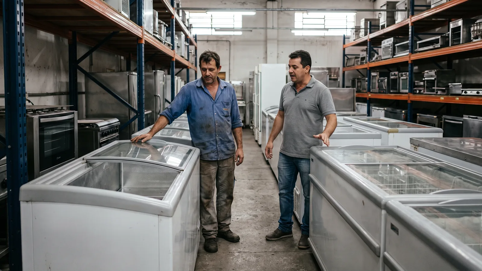 Escolha de freezer e equipamentos para uma nova sorveteria.
