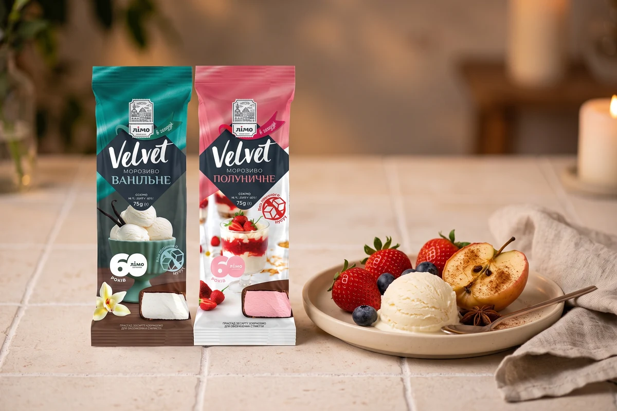 Sorvete Gelimo Velvet sem açúcar servido como sobremesa com frutas em uma pausa equilibrada
