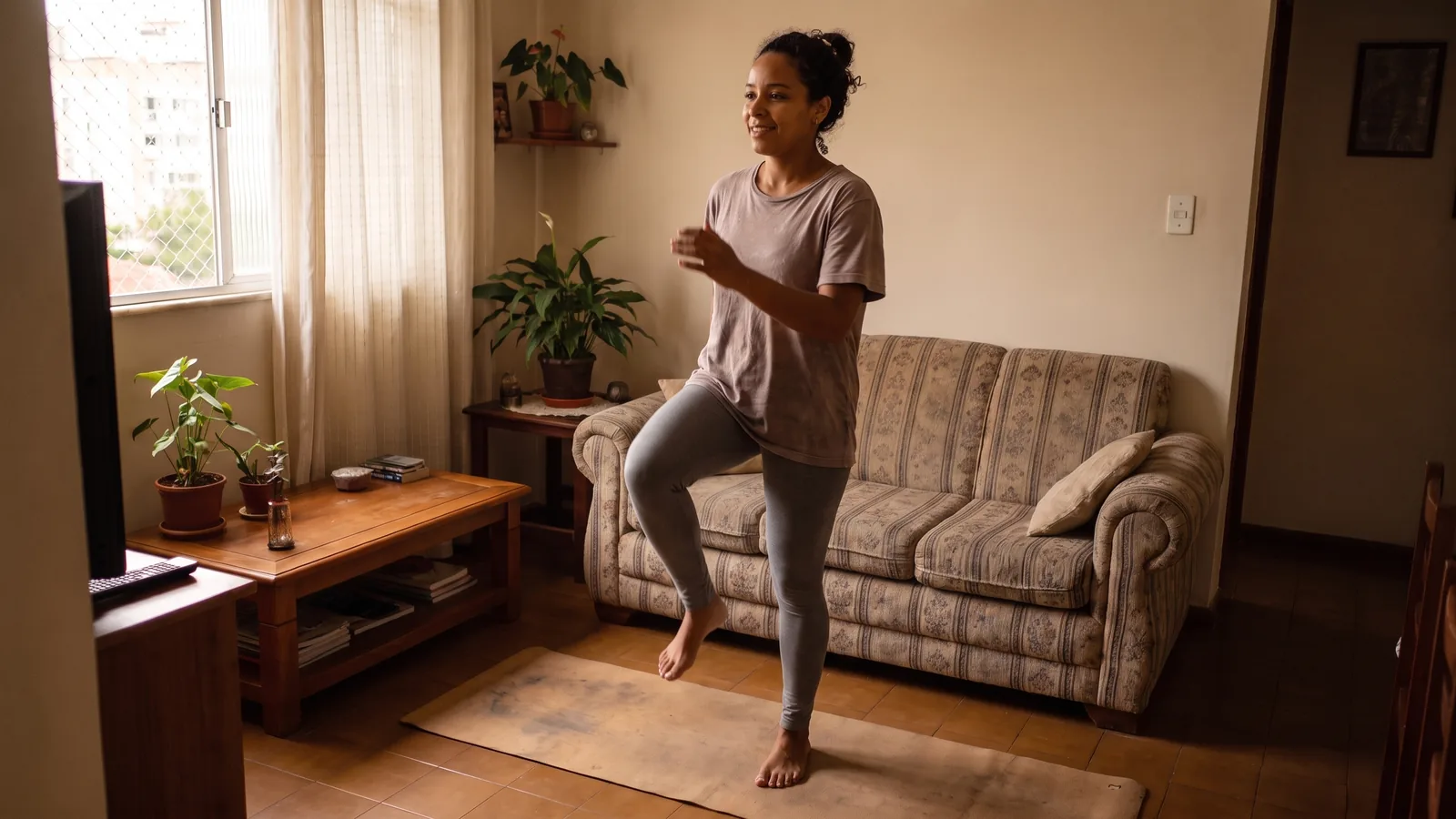 Aquecimento antes do treino de pernas em casa